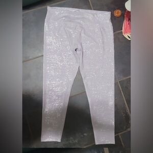 Kimberly Lilac & Silver Shimmer Leggings EUC Size XL